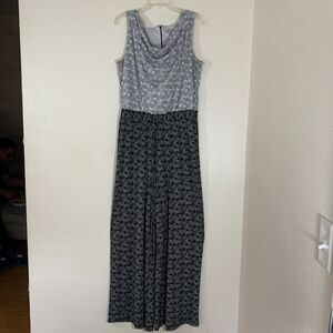 Shelby & Palmer Boutique Black & White Geometric Drawstring Pants Jumpsuit XL